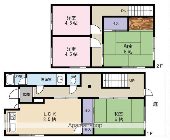 近鉄橿原線 大和八木駅 徒歩10分 2階建 築52年(4DK)の間取り写真