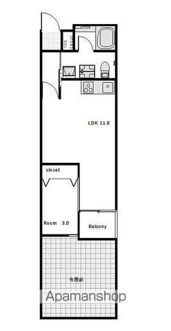 APARTMENT結(1LDK/1階)の間取り写真