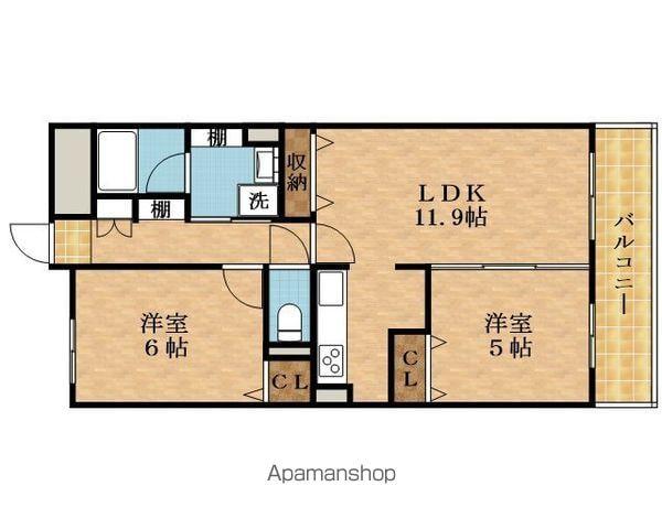 ラフィーネレジデンス(2LDK/6階)の間取り写真