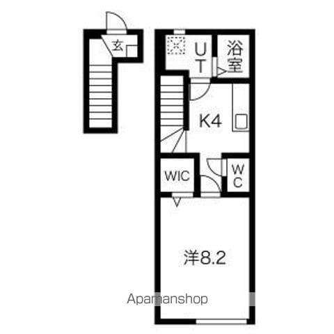 RESI大沢川原Ⅰ(1K/2階)の間取り写真