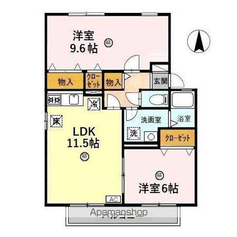 ロイヤルファミールⅡC(2LDK/1階)の間取り写真