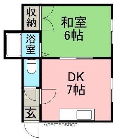 21条ビル(1DK/1階)の間取り写真