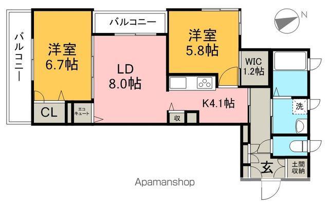 ベレオ舟入(2LDK/3階)の間取り写真