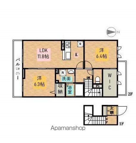 パルファム 1(2LDK/2階)の間取り写真