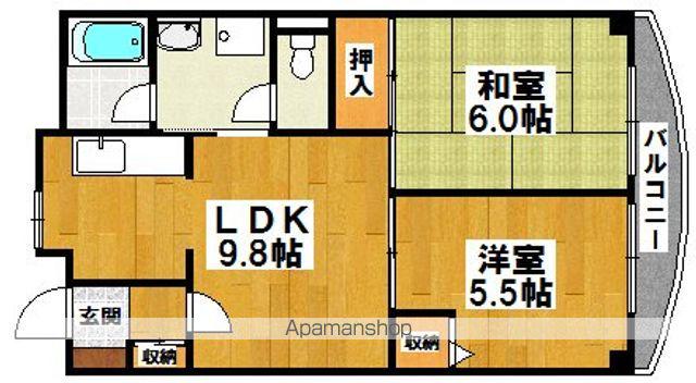 ディーセント北花田(2LDK/3階)の間取り写真