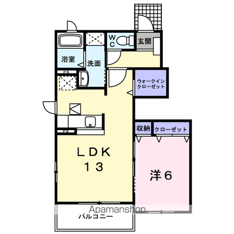 カレント(1LDK/1階)の間取り写真