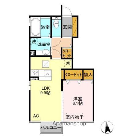 ルミエール B(1LDK/1階)の間取り写真