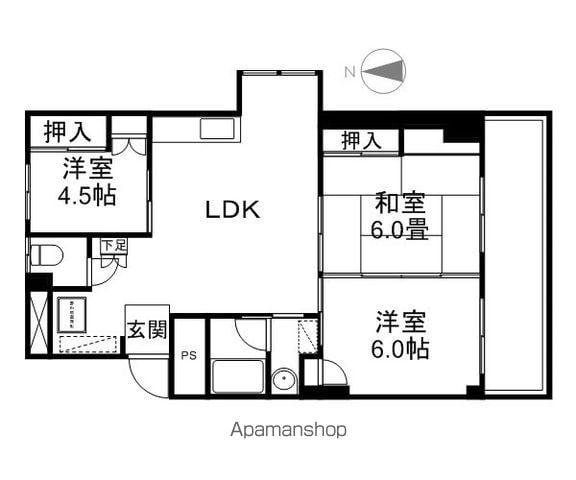 シャンボール三輪(3LDK/4階)の間取り写真