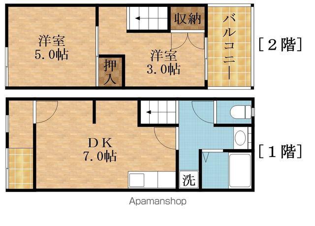 中宮4丁目テラスハウス(2DK/1階)の間取り写真