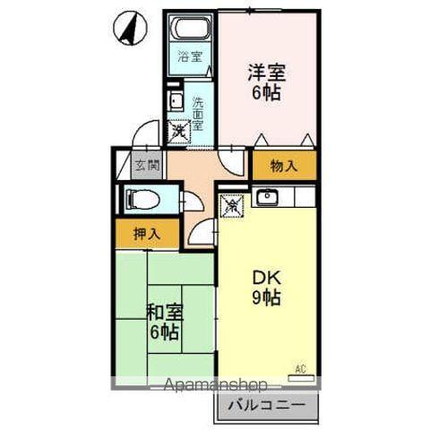 セジュールソシアⅡ(2DK/2階)の間取り写真