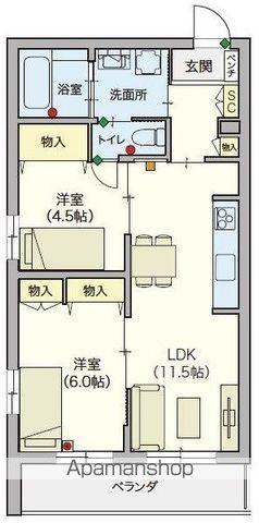 シニア限定ヘーベルVILLAGE 領家 ヘーベルヴィレッジ浦(2LDK/3階)の間取り写真