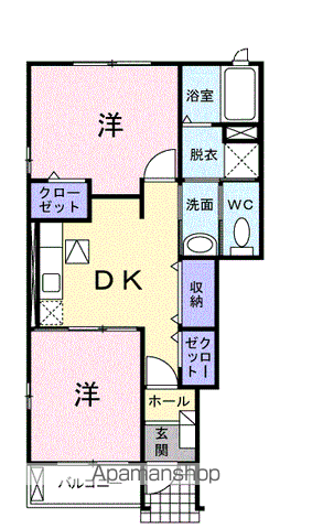 スカイハイツ21(2DK/1階)の間取り写真