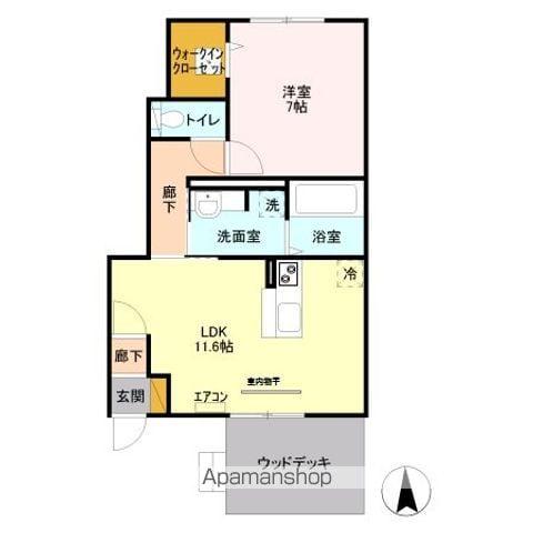 ホープライトA(1LDK/1階)の間取り写真