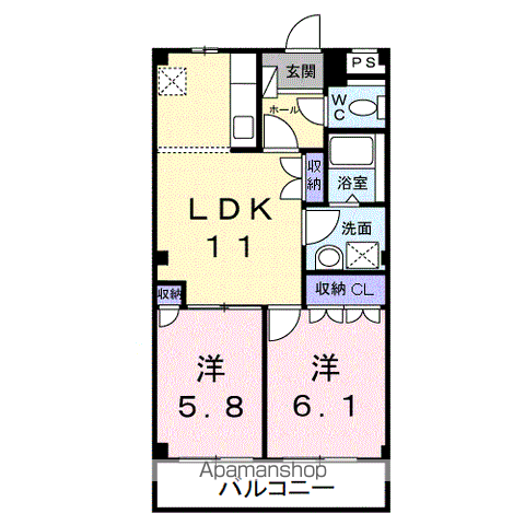 サンフィット(2LDK/2階)の間取り写真