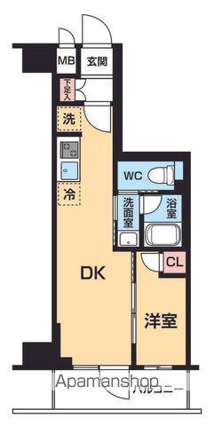 ハーモニーレジデンス大塚山手インサイド(1DK/9階)の間取り写真