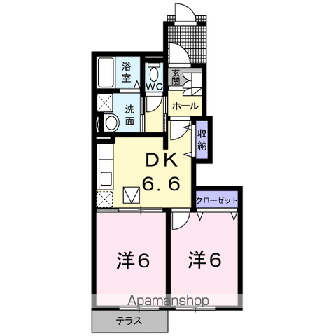 ブライトヒルズB(2DK/1階)の間取り写真