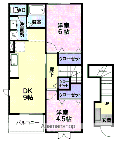 ノ-ヴァ グランB(2DK/2階)の間取り写真