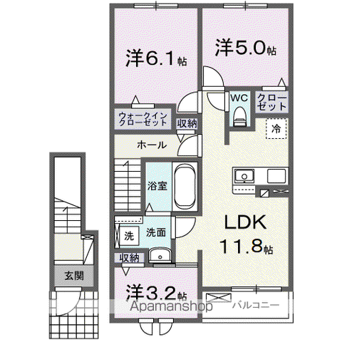 ポルトⅡ(3LDK/2階)の間取り写真