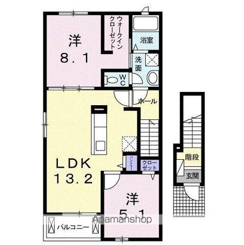 フェリオA(2LDK/2階)の間取り写真