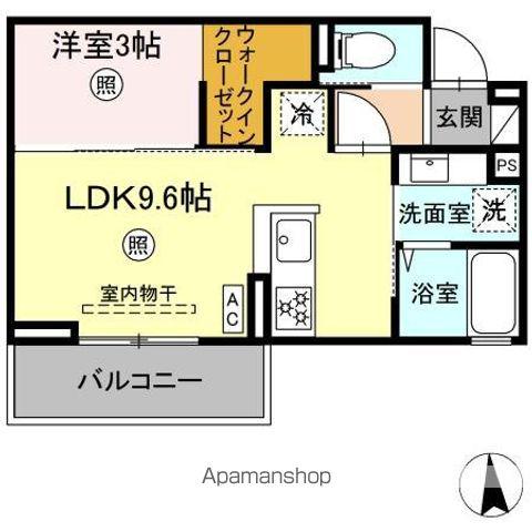 トリシア八幡(1LDK/3階)の間取り写真