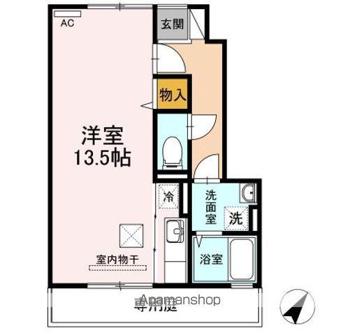 牟岐線 中田駅(徳島) 徒歩34分 2階建 築20年(ワンルーム/1階)の間取り写真