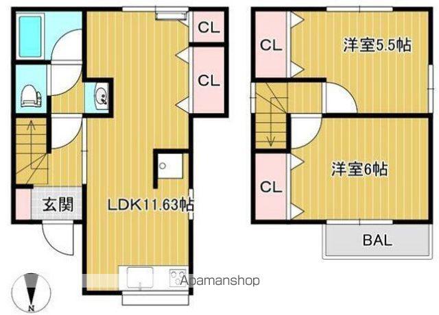 総武・中央緩行線 小岩駅 徒歩14分 2階建 築44年(2LDK)の間取り写真