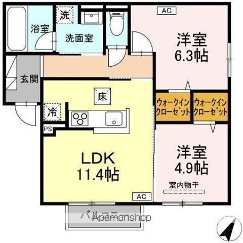 RESUA南大通(2LDK/1階)の間取り写真