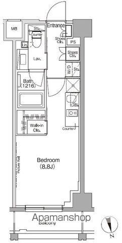 ザ・パークハビオ高円寺レジデンス(ワンルーム/2階)の間取り写真