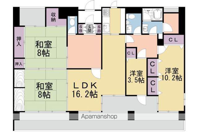 グランベール西七条(4LDK/8階)の間取り写真