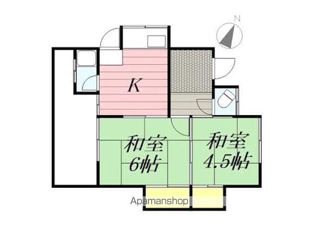 光進ハイツ長屋(2K/1階)の間取り写真