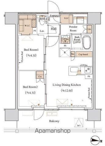 ブランシエスタ木場(2LDK/5階)の間取り写真