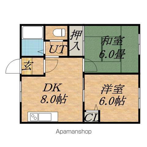 シティハイム東苗穂(2DK/1階)の間取り写真