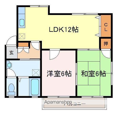メゾンエスピァ草江(2LDK/1階)の間取り写真