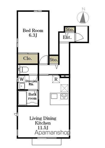 MAISON TINK(1LDK/1階)の間取り写真