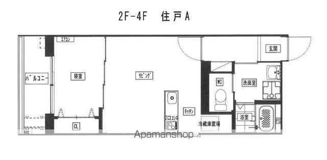 LINO呉服町(1DK/2階)の間取り写真