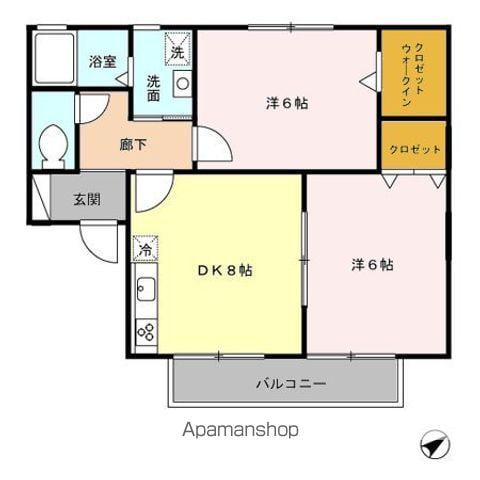 グラン・メール(2DK/1階)の間取り写真