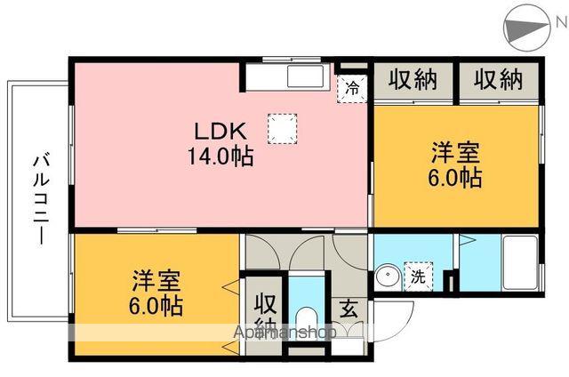 メゾン・テルシャトーA棟(2LDK/1階)の間取り写真