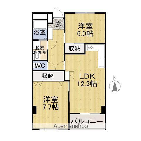 カーサミモーサ三鈴(2LDK/4階)の間取り写真