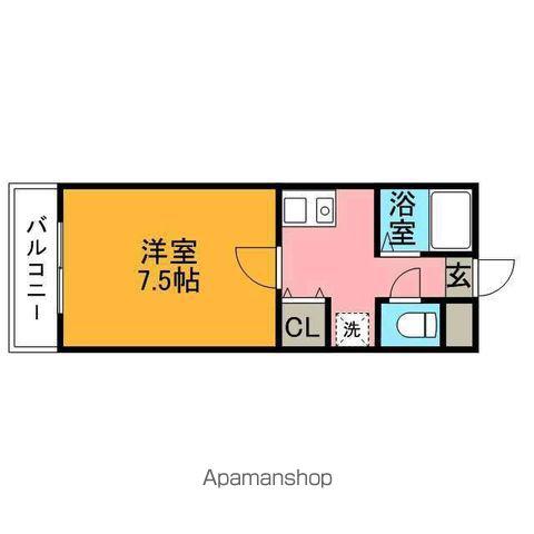 プラッツアシベ(1K/3階)の間取り写真