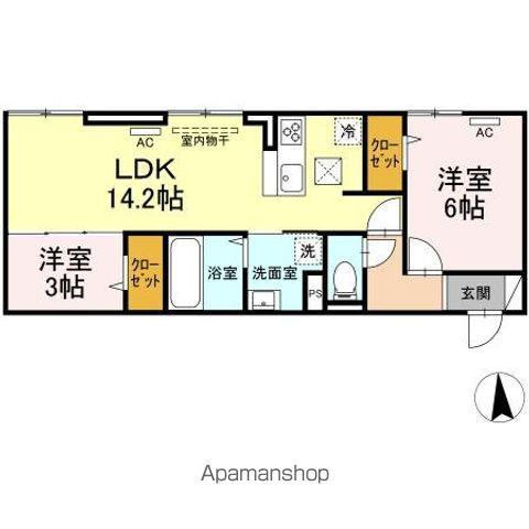 D-ROOM花見が丘(2LDK/1階)の間取り写真