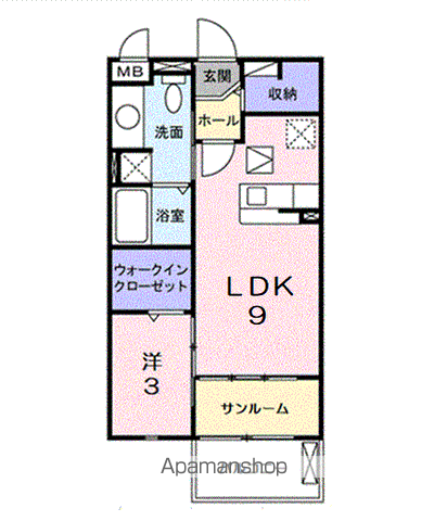グランデ ピーノ トレ(1LDK/1階)の間取り写真