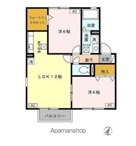 サンセール細江A(2LDK/1階)の間取り写真