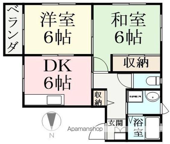 セゾンJUN(2DK/2階)の間取り写真