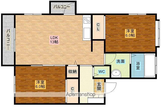 アぺルト北門 A棟(2LDK/1階)の間取り写真