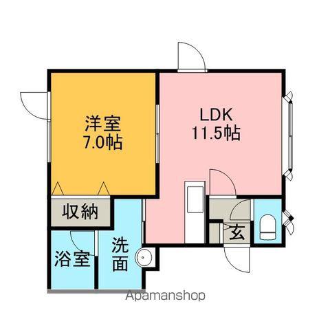 ユニゾン新琴似(1LDK/2階)の間取り写真