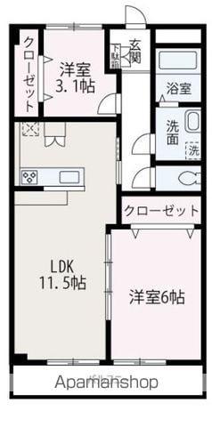 ERMITAGES(2LDK/3階)の間取り写真