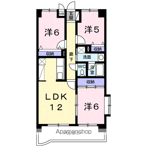 ファミール忠四郎(3LDK/3階)の間取り写真