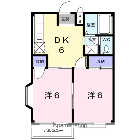 フランボワーズH(2DK/2階)の間取り写真
