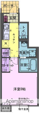 TWEEDIA B(1K/1階)の間取り写真