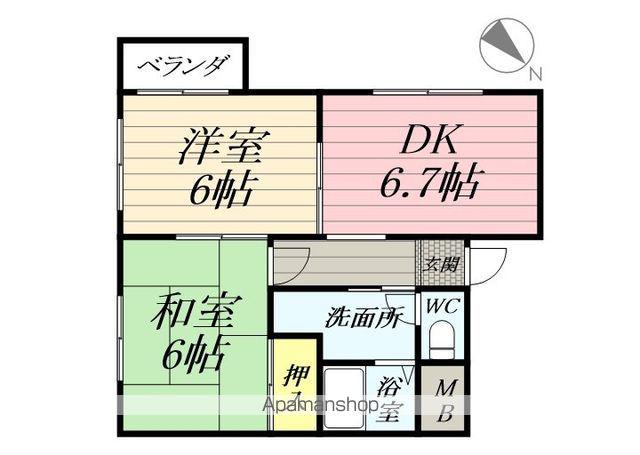 トロワ ボア(2DK/2階)の間取り写真